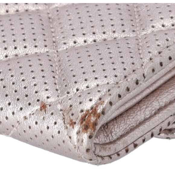 CHANEL Metallic Perforated Lambskin Quilted Large Gusset Flap Wallet Rose Gold - Picture 6 of 9